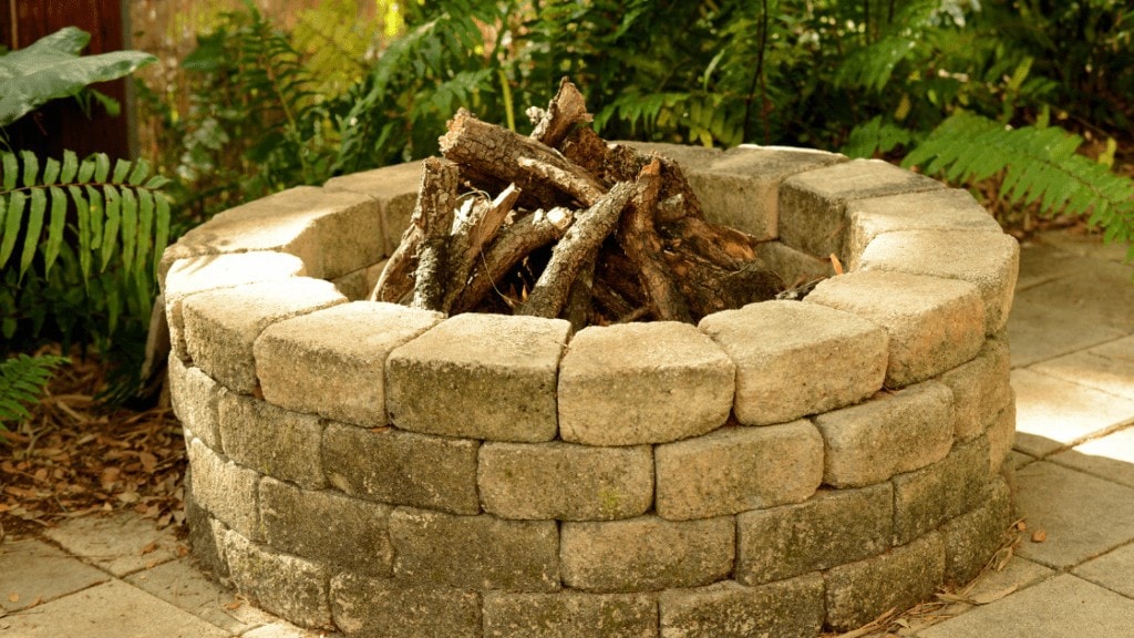 Wood Fire Pit with stones